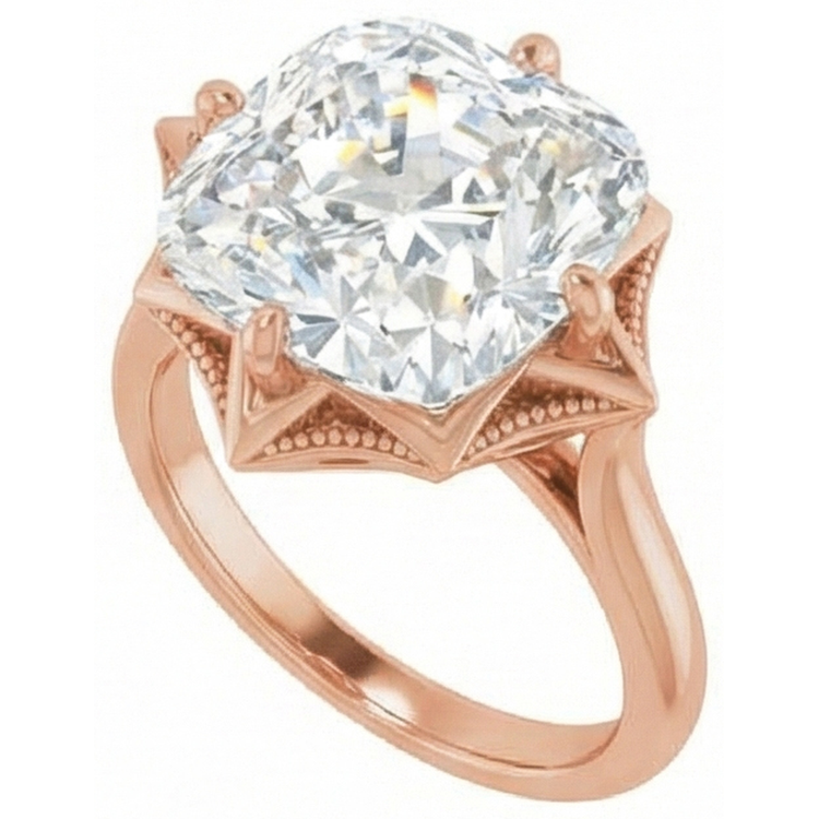 Bague Solitaire Or Rose 14 Carats avec Brillant – vue d'angle