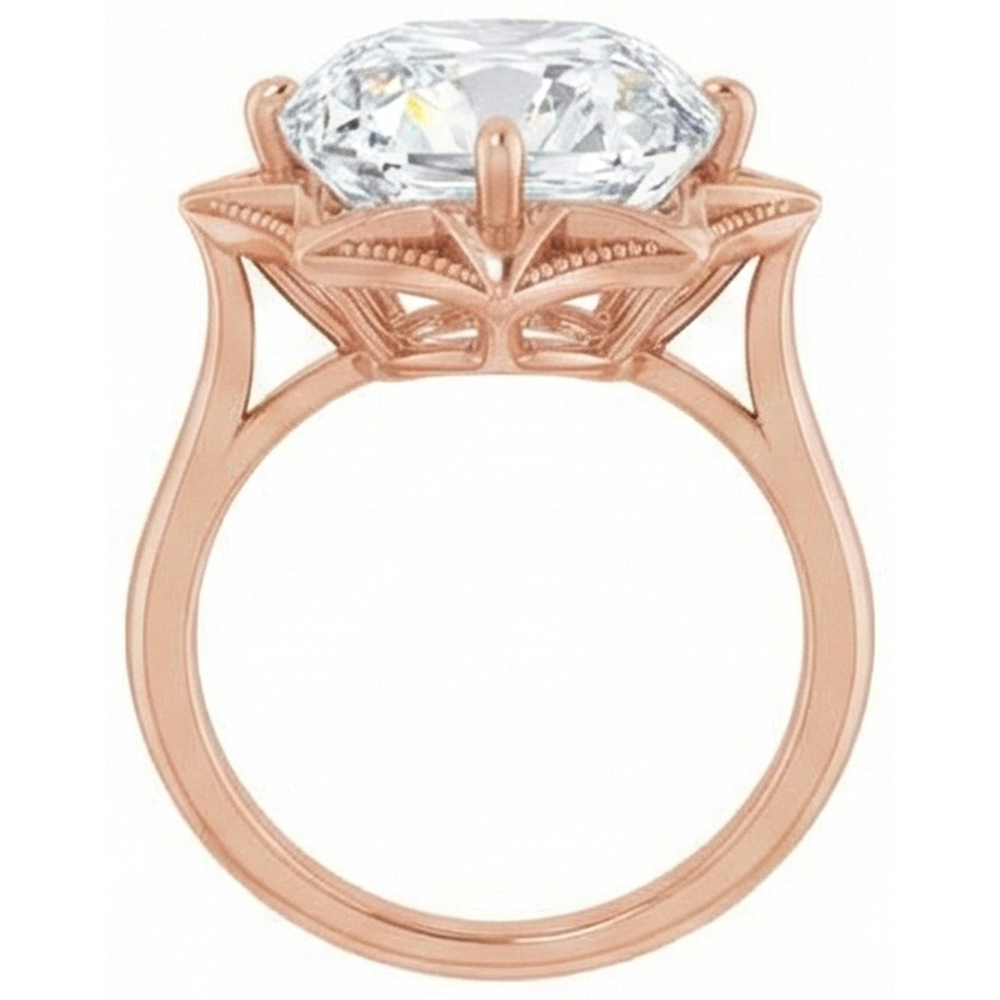 Brillant Bague Solitaire 5-carats Or Rose 14 Carats – vue de profil