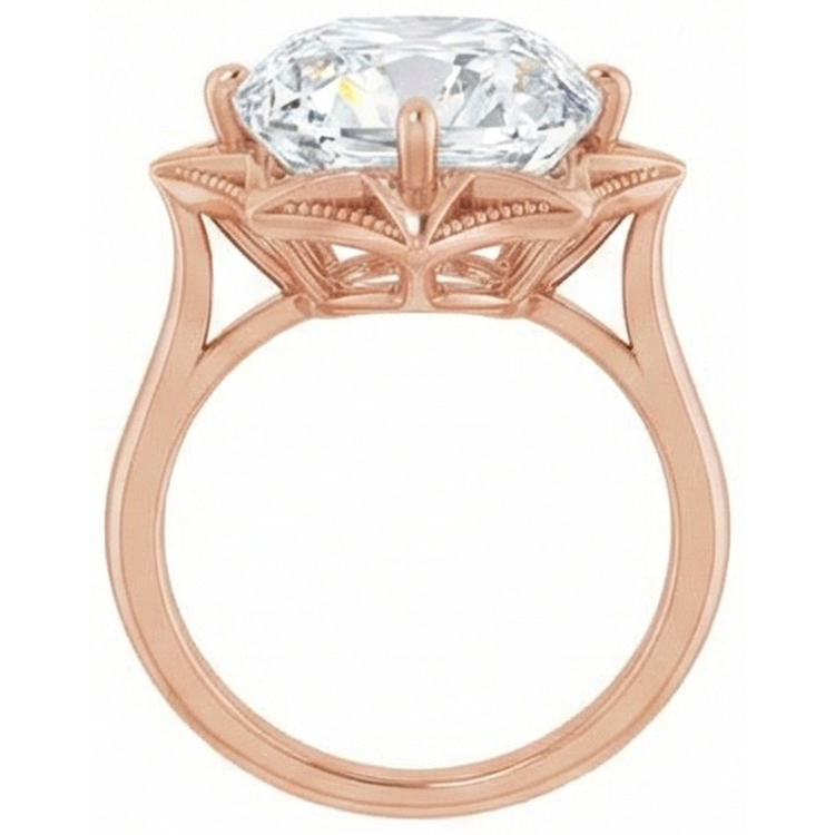 Brillant Bague Solitaire 5-carats Or Rose 14 Carats – vue de profil