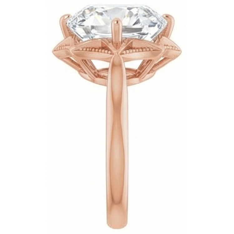Brillant Bague Solitaire 5 carats Or Rose 14 Carats – vue de dessus