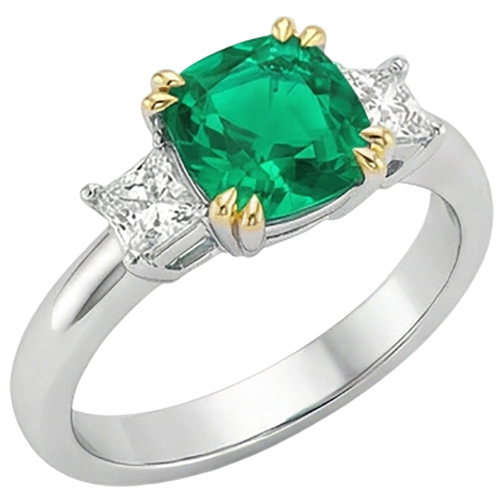 Émeraude Fine Bague Pierre de Couleur – vue d'angle