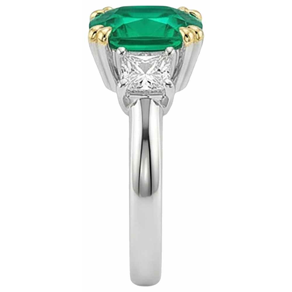 Émeraude Fine Bague Pierre de Couleur 3,50 carats Or Deux Tons 14 Carats – vue de dessus