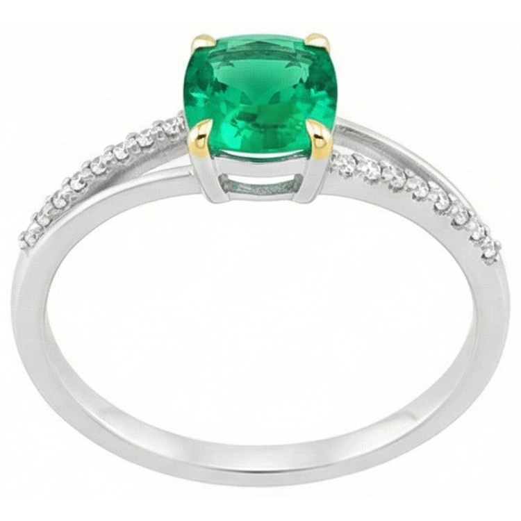 Émeraude Bague avec Gemme – vue d'angle