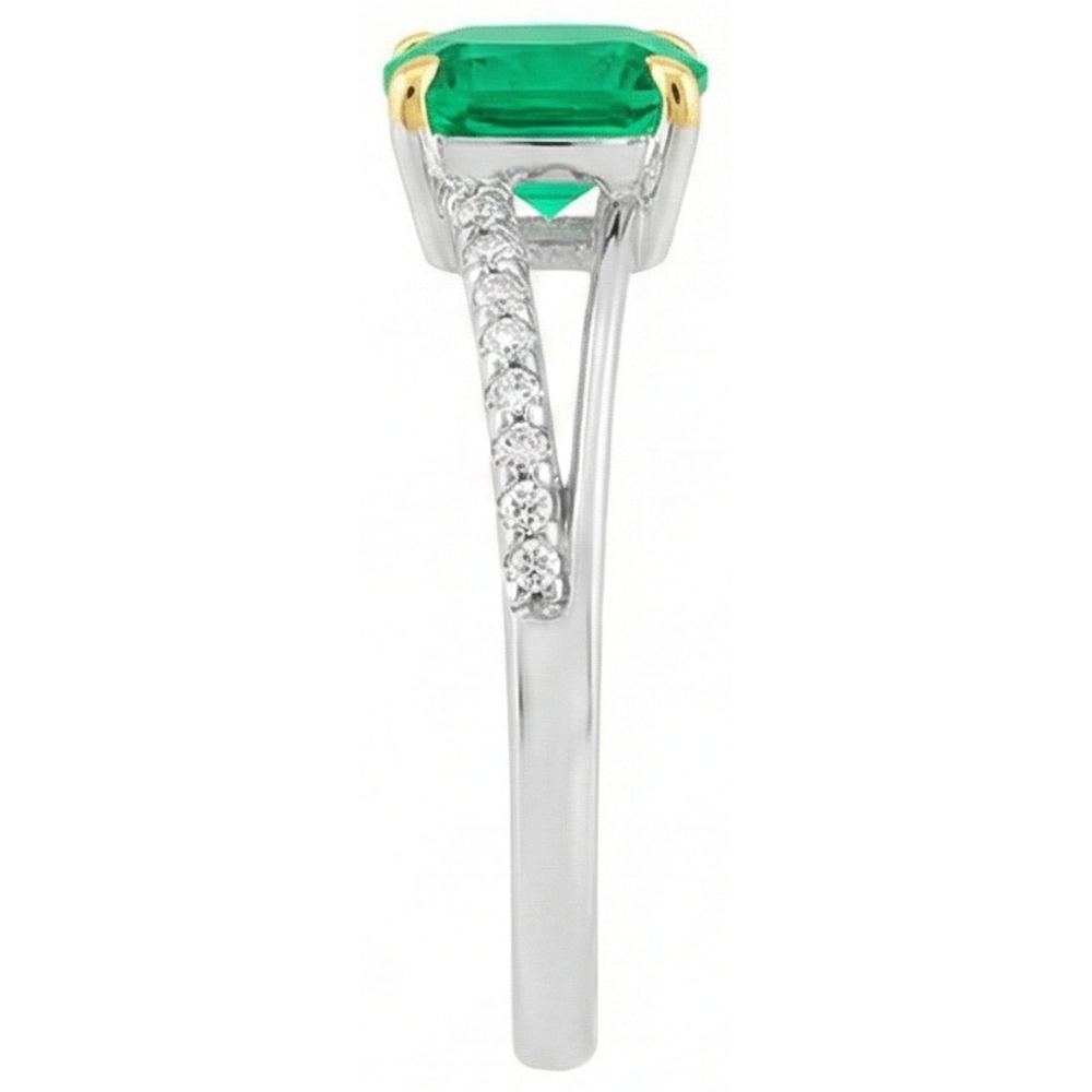 Bague avec Gemme Or 14K Bicolore avec Émeraude – vue arrière