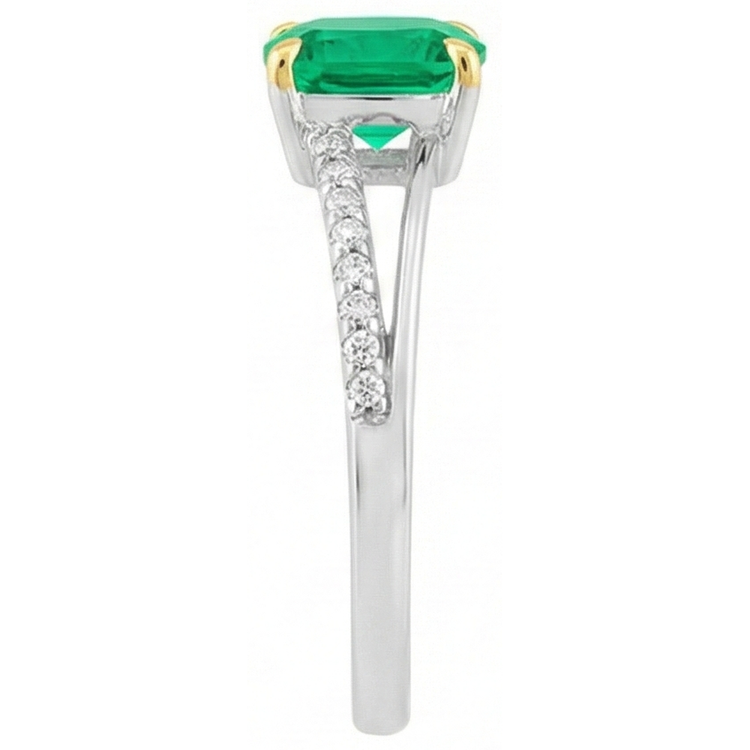 Bague avec Gemme Or 14K Bicolore avec Émeraude – vue arrière