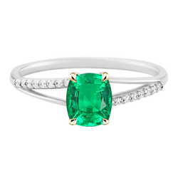 Bague avec Gemme Or 14K Bicolore avec Émeraude – 2 carats