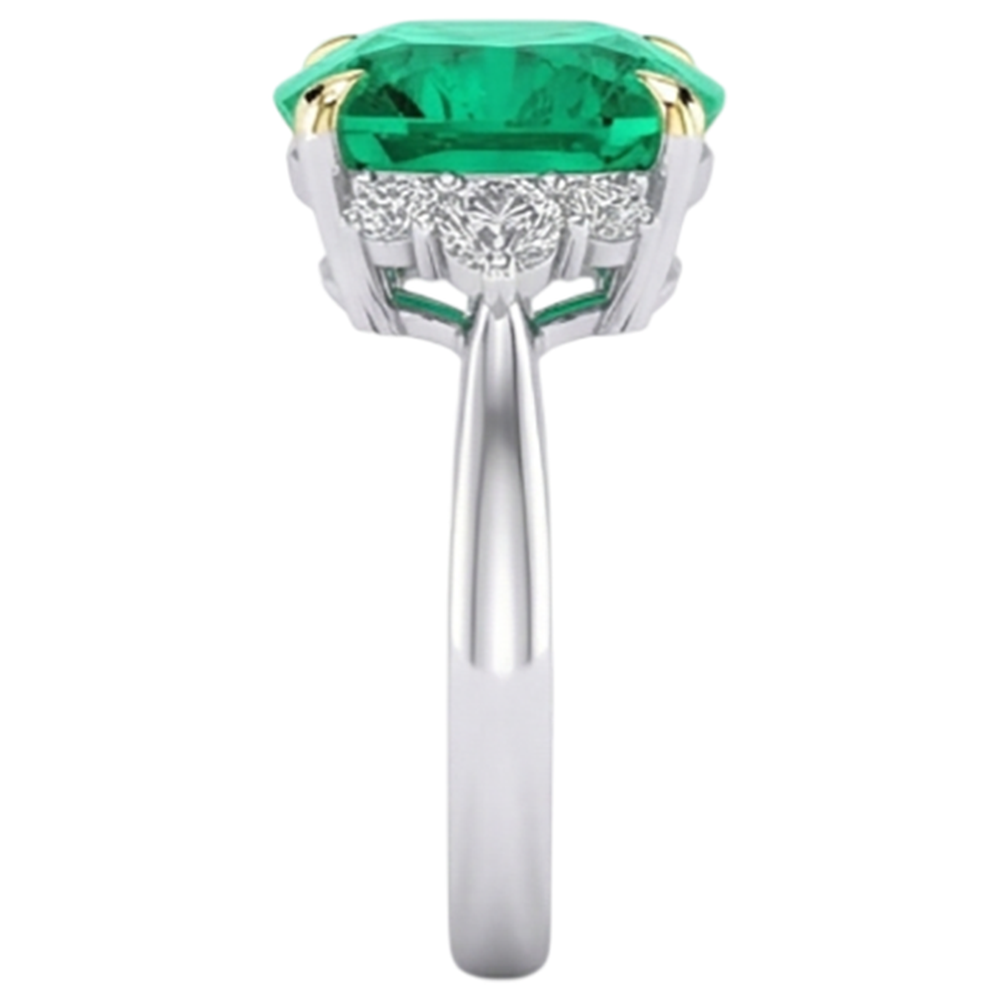 Émeraude Bague Pierre Précieuse 4 carats Or Bicolore 14 Carats – vue de profil