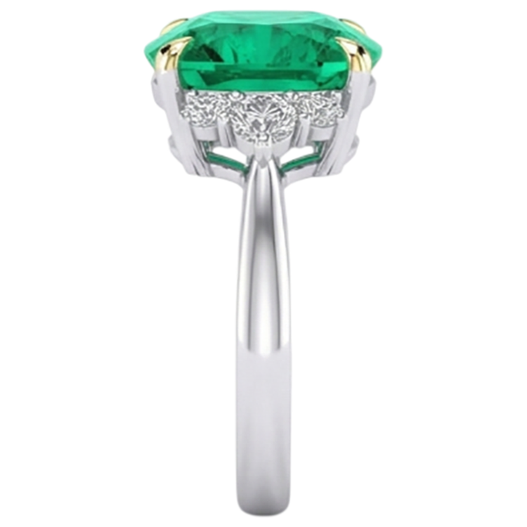Émeraude Bague Pierre Précieuse 4 carats Or Bicolore 14 Carats – vue de profil