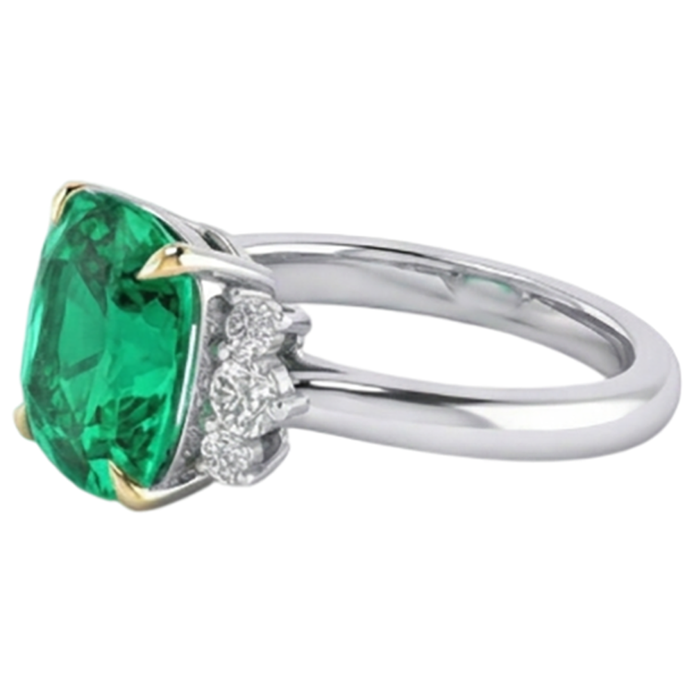 Émeraude Bague Pierre Précieuse 4-carats Or Bicolore 14 Carats – vue de dessus