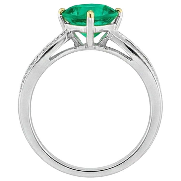 Émeraude Bague Pierre Précieuse 1 carats Or Deux Tons 14 Carats – vue de dessus