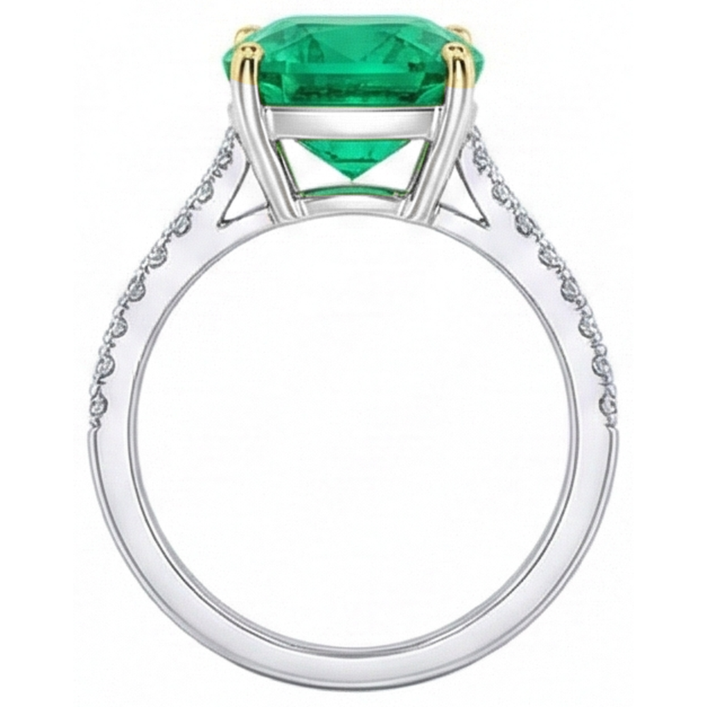 Émeraude Colombienne Bague avec Gemme 3,50 carats Or Deux Tons 14 Carats – vue de dessus