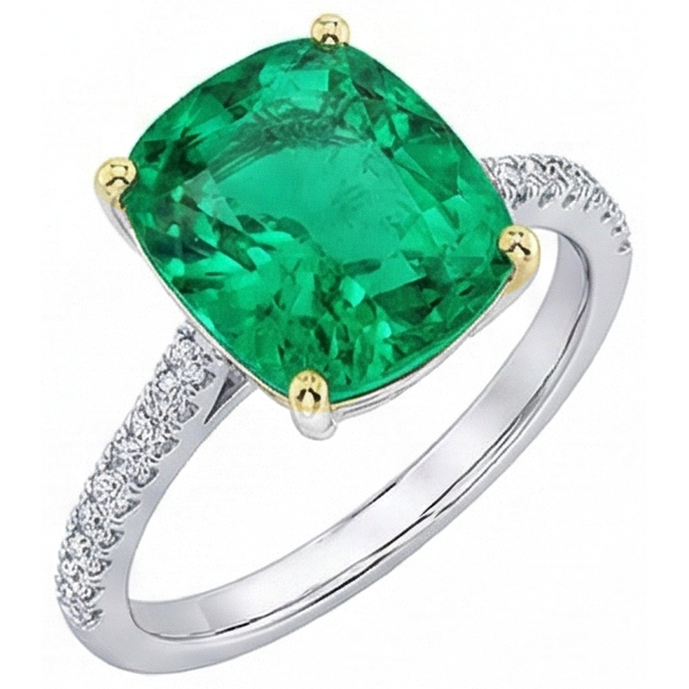 Confectionné main Émeraude Colombienne Bague avec Gemme 3,50 carats – vue d'angle
