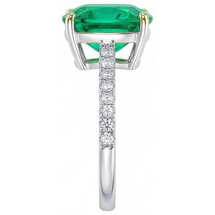 Émeraude Colombienne Bague avec Gemme 3,50 carats Or Deux Tons 14 Carats – vue de profil