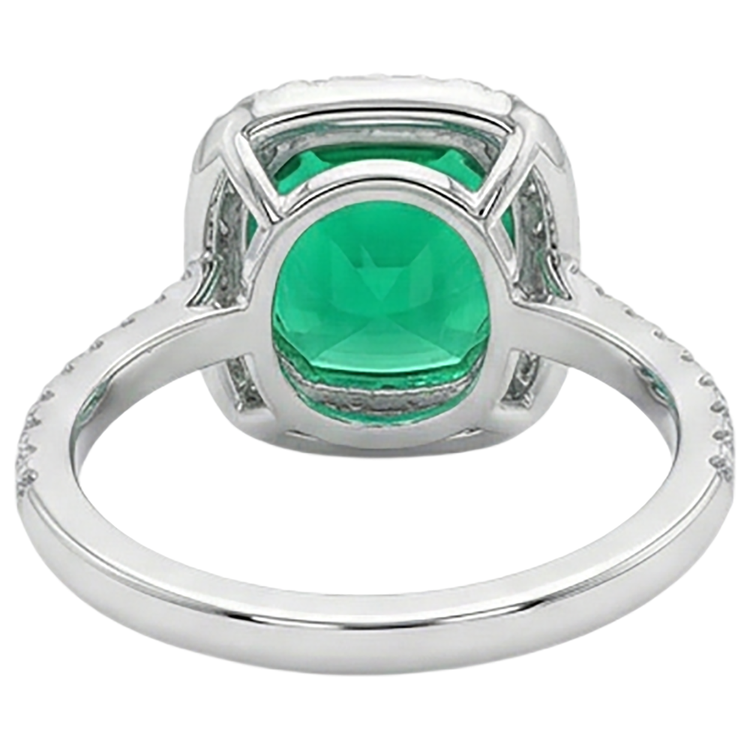 Bague Pierre de Couleur Or Deux Tons 14 Carats avec Émeraude Fine – vue arrière