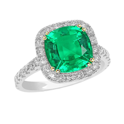 Raffiné Certifié GIA Émeraude Fine Bague Pierre de Couleur