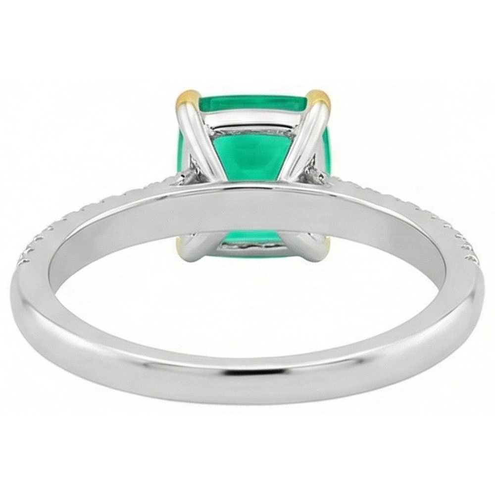 Émeraude Bague avec Gemme 3,50-carats Or Bicolore 14 Carats – vue de dessus