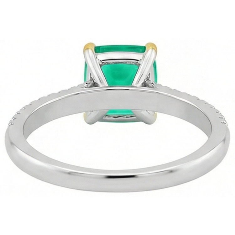 Émeraude Bague avec Gemme 3,50-carats Or Bicolore 14 Carats – vue de dessus