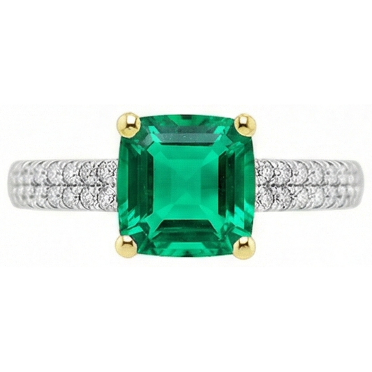 Émeraude Bague avec Gemme – vue de face