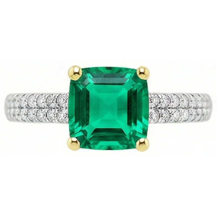 Émeraude Bague avec Gemme – vue de face