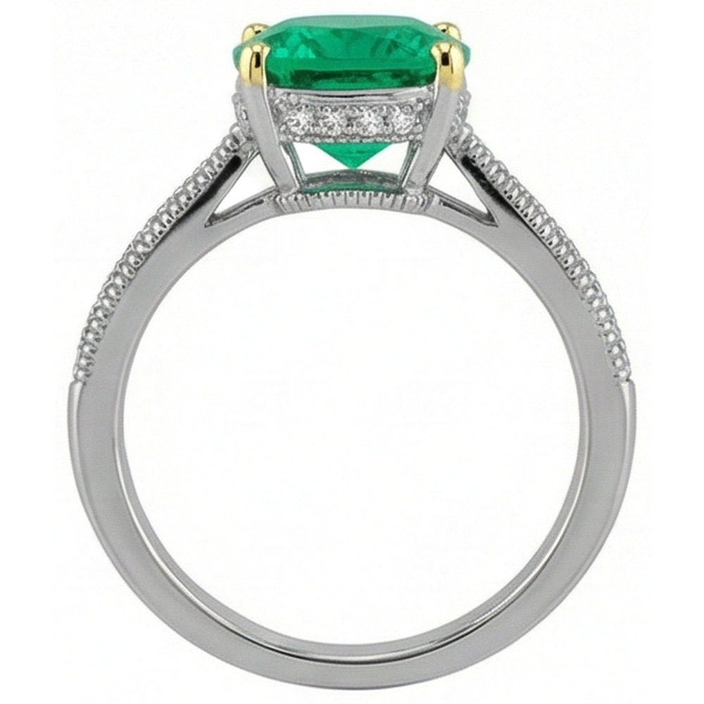 Émeraude Bague avec Gemme – vue de profil