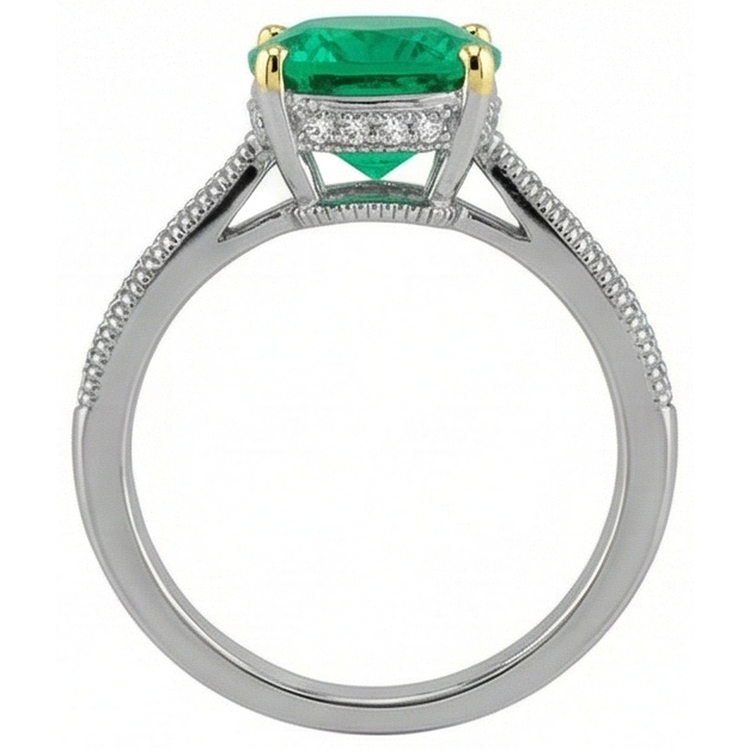 Émeraude Bague avec Gemme – vue de profil