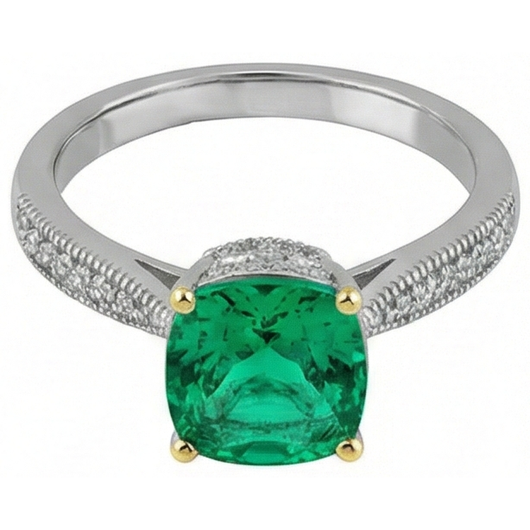 De luxe Émeraude Bague avec Gemme 1 carats – vue d'angle