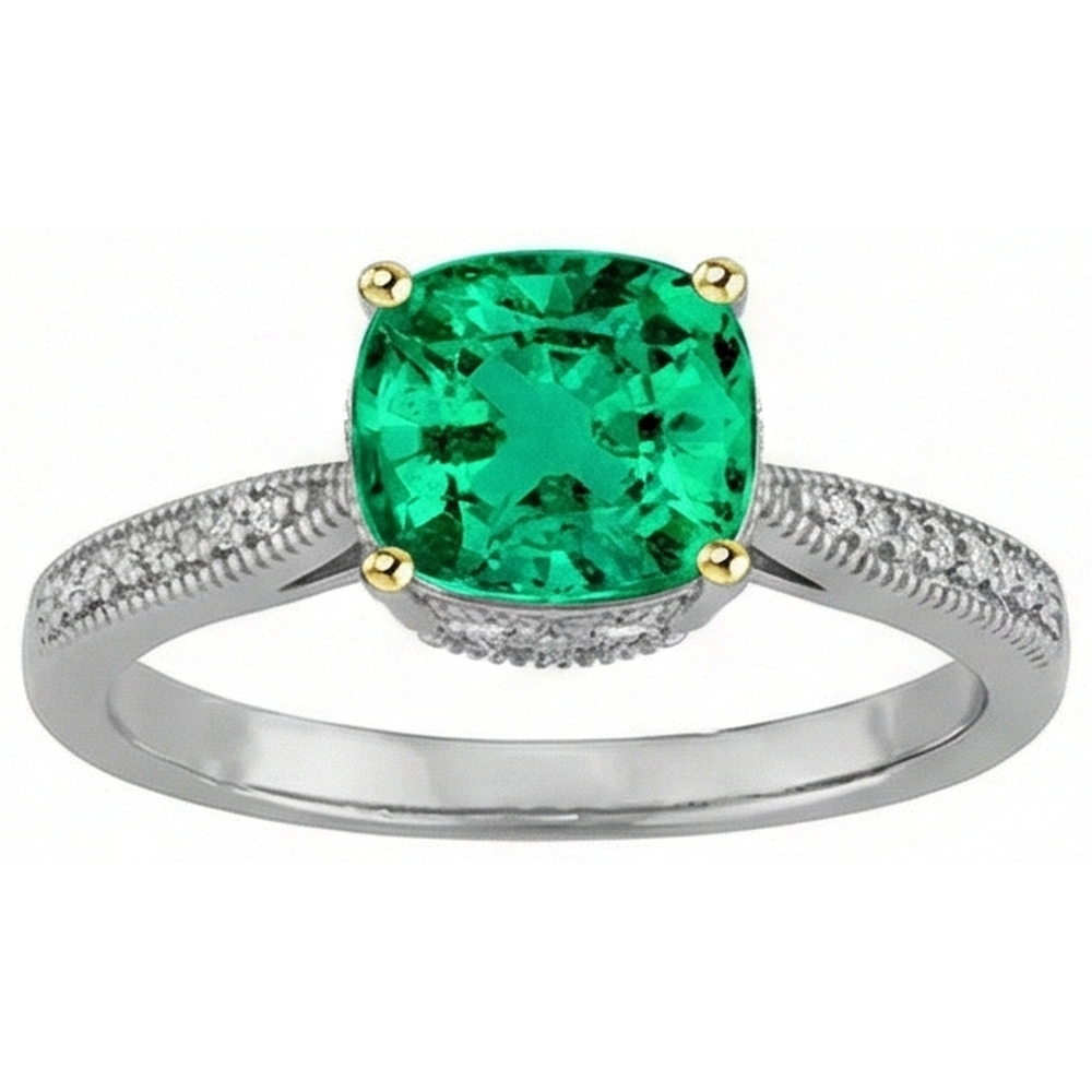 Émeraude Bague avec Gemme – vue de face