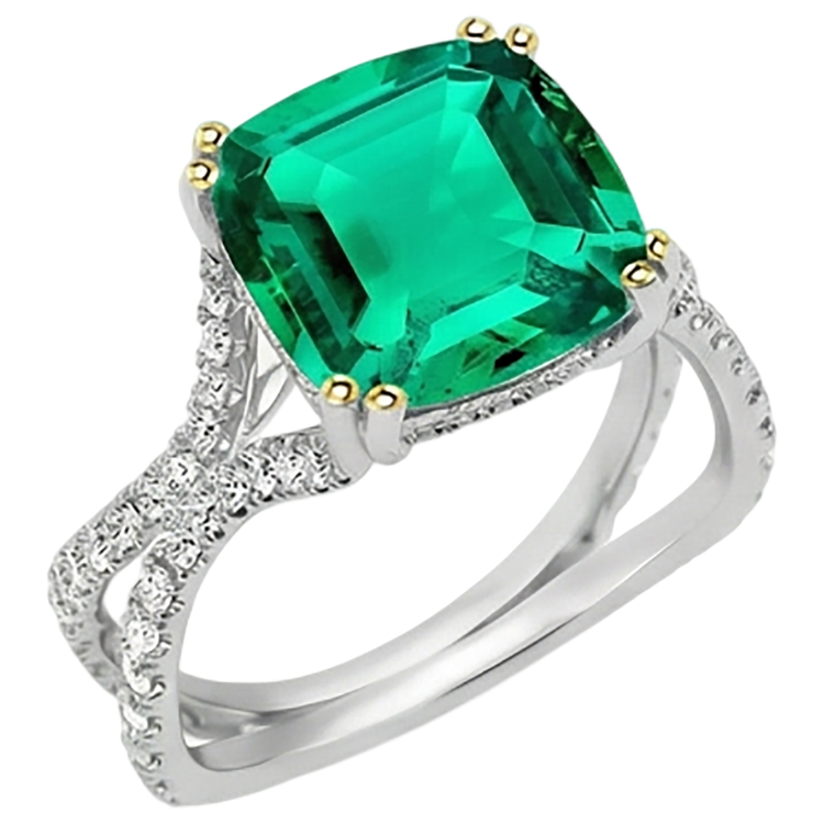 De luxe Émeraude Bague Pierre Précieuse 3,50 carats – vue d'angle