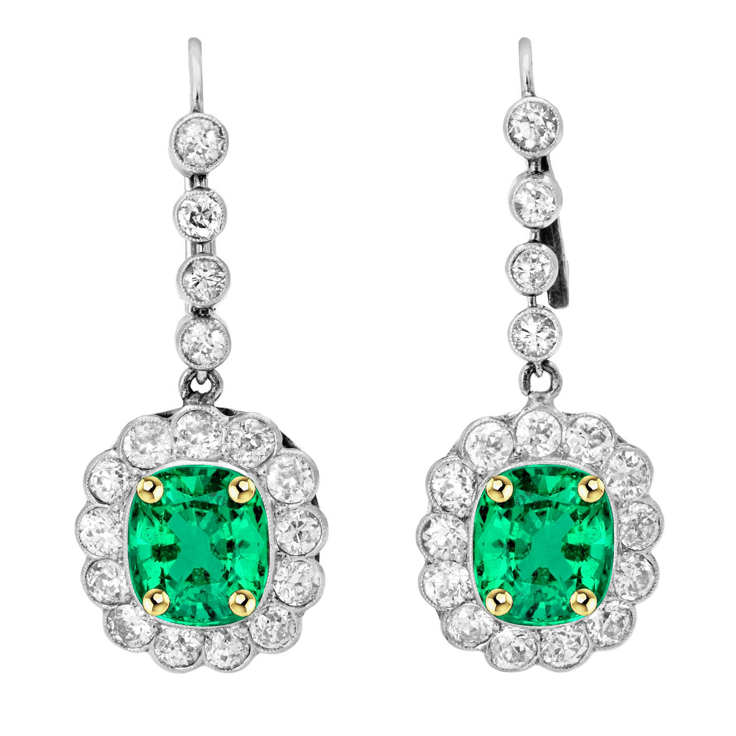 Taille Coussin Émeraude Colombienne bague en Or Deux Tons 14 Carats – vue principale