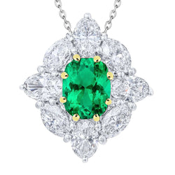 Émeraude Fine Pendentif Gemme – Or Deux Tons 14 Carats 4 carats