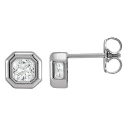 Coussin Brillant Puces d'Oreilles en Or Blanc 14 Carats – 2