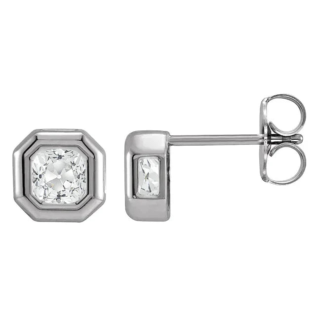 Puces d'Oreilles Or Blanc 14 Carats avec Brillant – vue principale