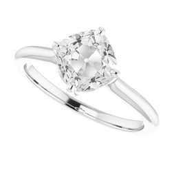 Taille Old Mine Diamant Bague Solitaire 5 carats – Or Blanc 14