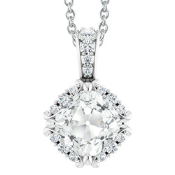 Diamant Pendentif 6 carats F/VS1 – Or 14K Blanc