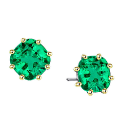 3,50 carats Émeraude Fine Gemstone Earring en Or 14K Bicolore