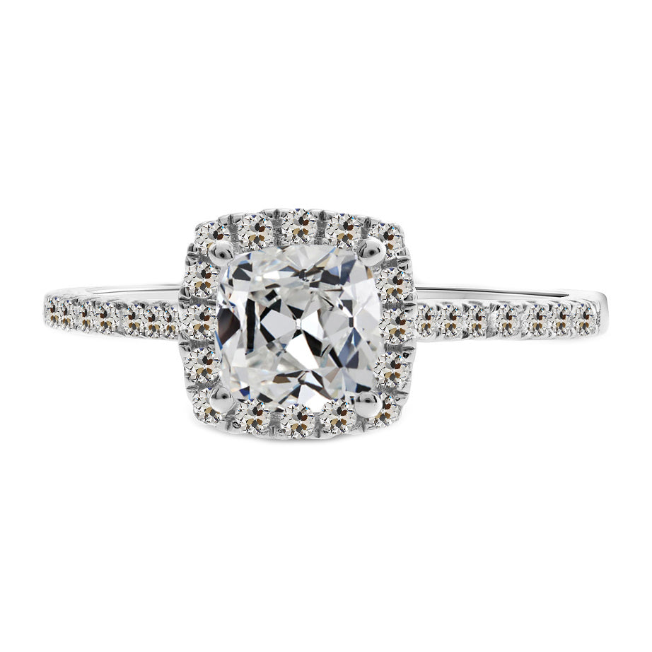 Coussin Brillant bague en Or Blanc 14 Carats – vue principale