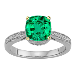 Émeraude GIA Certifié Bague avec Gemme – 1 carats en Or Bicolore