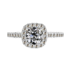 Taille Coussin Brillant Bague Halo en Or Blanc 14 Carats – 3