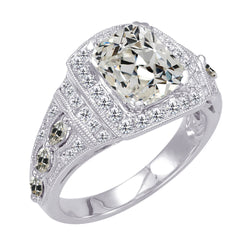Brillant Bague Halo – Alliance Anniversaire 3 carats Or 14K Blanc