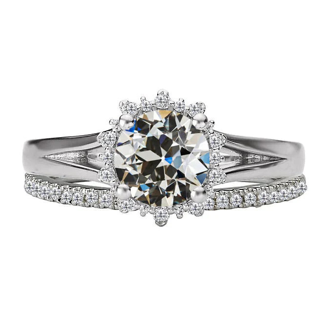 Diamant Fin Bague de Fiançailles 2 carats Or Blanc 14 Carats – vue principale