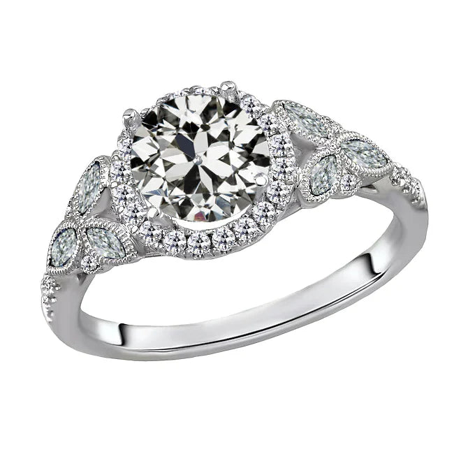 Sur mesure Bague Sertie Halo 2 carats – vue principale