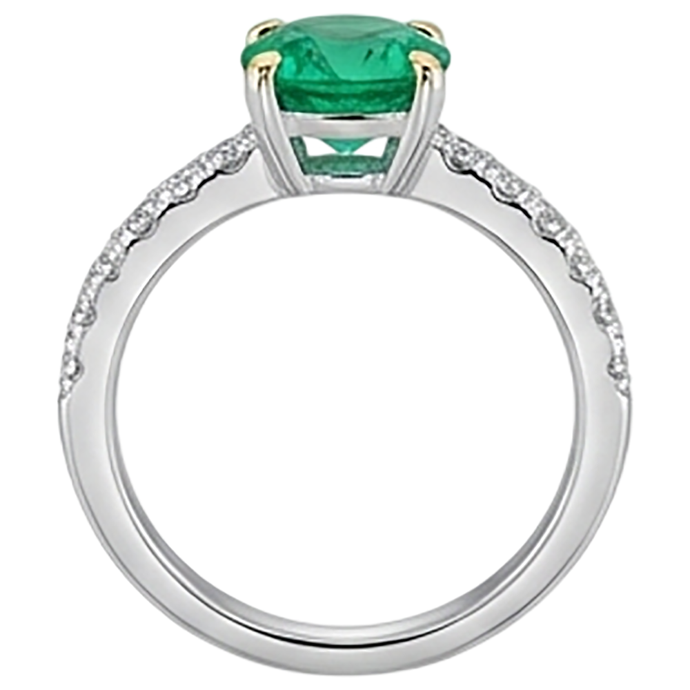 Bague Pierre Précieuse Or Deux Tons 14 Carats avec Émeraude – vue arrière