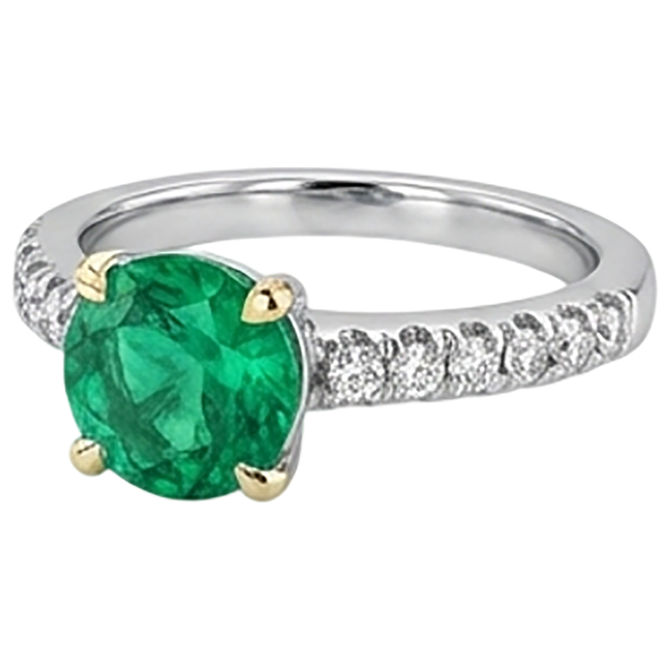 Émeraude Bague Pierre Précieuse 1,50-carats Or Deux Tons 14 Carats – vue de profil