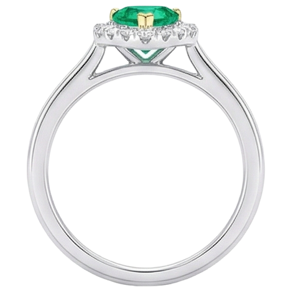 Émeraude Colombienne Bague Pierre de Couleur 0,50 carats Or Bicolore 14 Carats – vue de dessus
