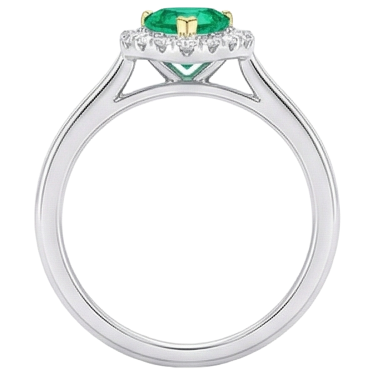 Émeraude Colombienne Bague Pierre de Couleur 0,50 carats Or Bicolore 14 Carats – vue de dessus