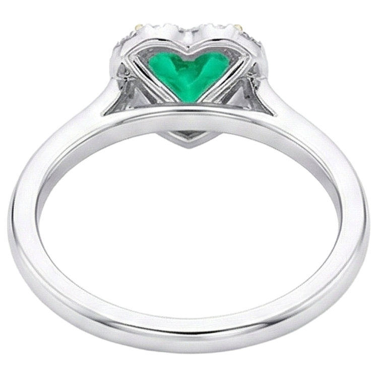 Bague Pierre de Couleur Or Bicolore 14 Carats avec Émeraude Colombienne – vue arrière
