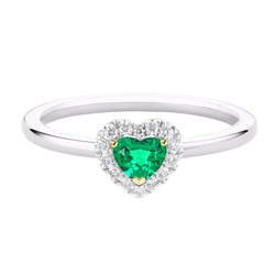Raffiné Bague Pierre de Couleur avec Émeraude Colombienne Heart