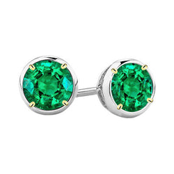 Émeraude Gemstone Earring 1,50 carats F/VS1 – Or Bicolore 14