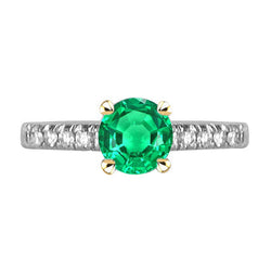 Artisanal Émeraude Bague Pierre Précieuse 1,50 carats – Or Deux