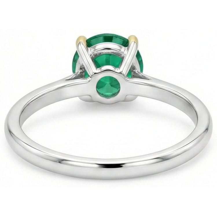 Taille Brillant Émeraude Colombienne bague en Or 14K Bicolore – vue arrière